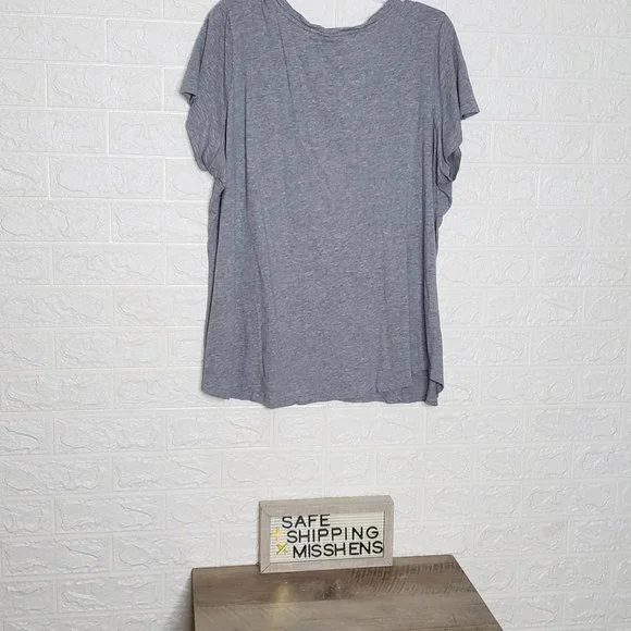 TORRID EUC V NECK STRETCHY HEATHER GREY TEE SHIRT TOP - Picture 3 of 5